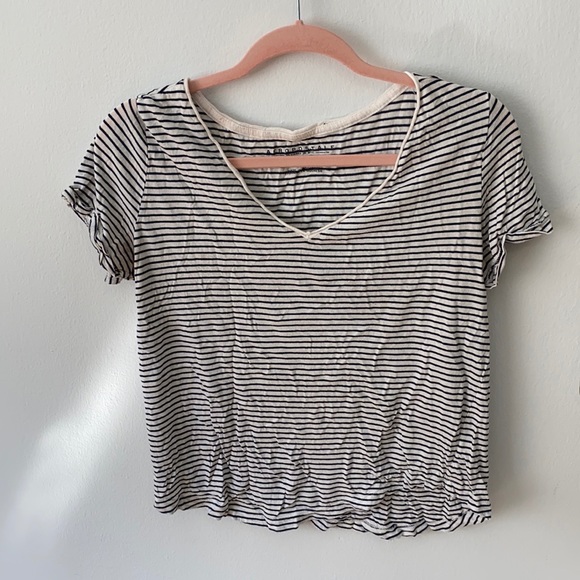 Striped V Neck T-shirt - Picture 1 of 1